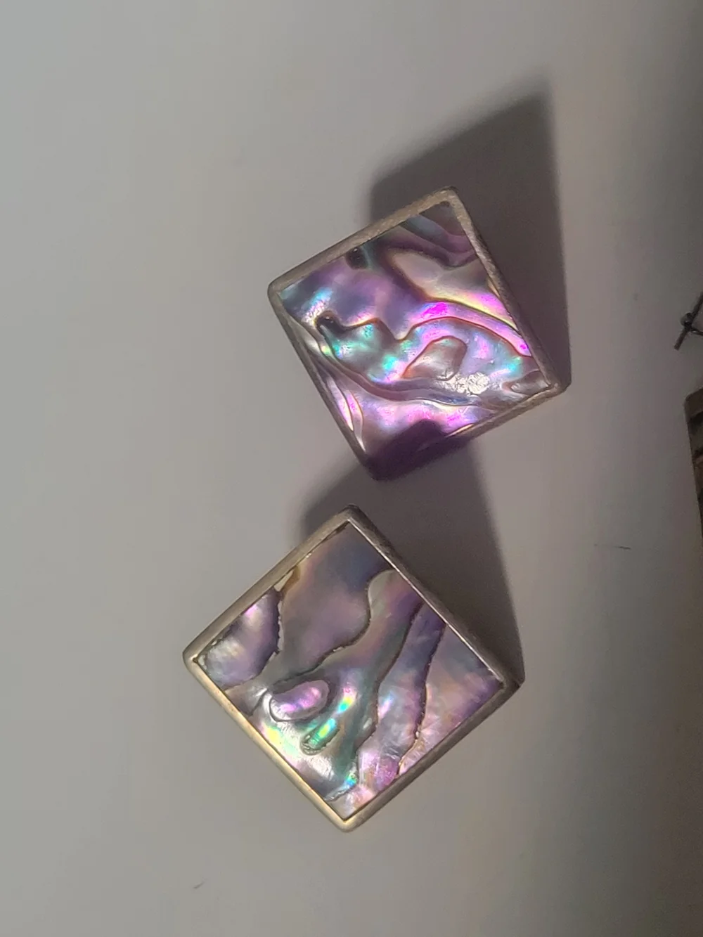 Vintage Silver Abalone Shell Earrings - Picture 2 of 5